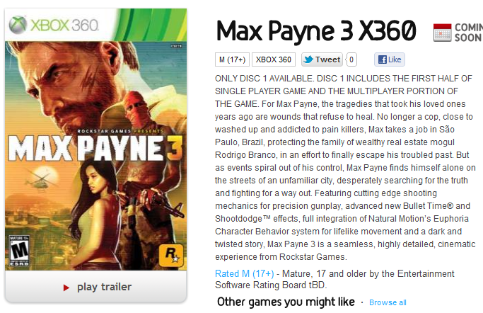 Max Payne 3 - deux DVD
