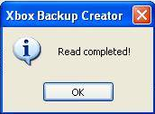 tuto dump xbox backup creator read complete