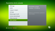 DASHboard XBOX 360 12611-paramètre de la console info-système