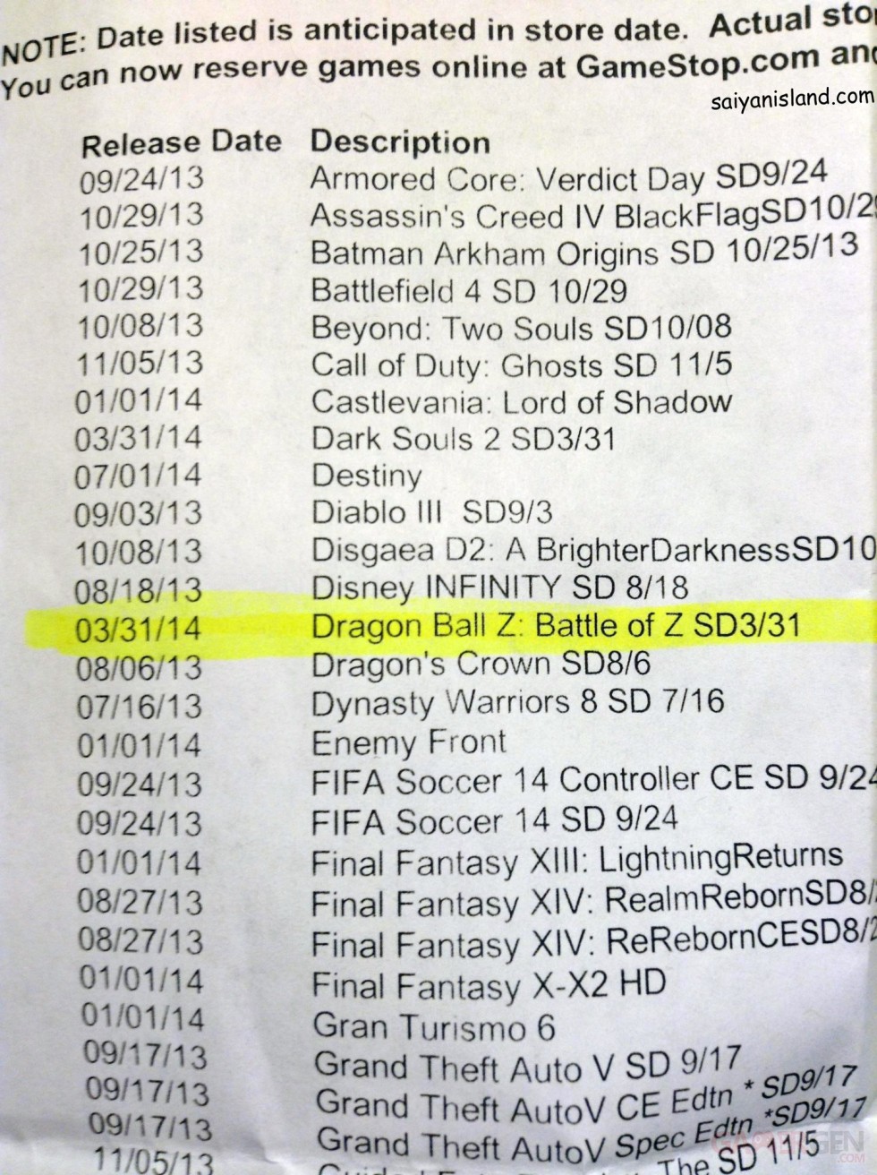 listing photo gamestop date sortie dragon ball z battle of z
