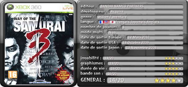 Way Of The Samurai 3 tableau test Xbox 360