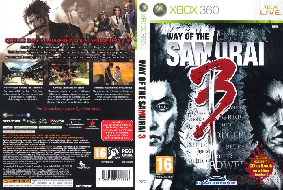 way of the samurai 3 xbox 360 covers couverture